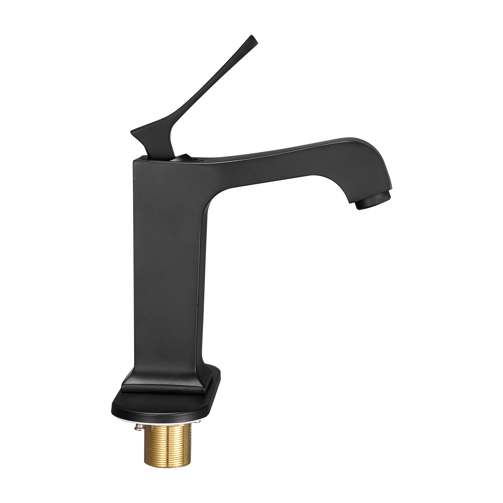 Matte Black Basin Faucet With Waterfall Spout And Sink Drain_voghion.com
